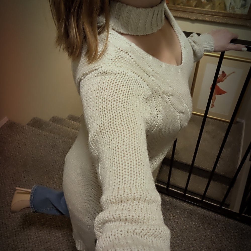 Alya Women's Cable Knit Sweater  Cream M - Picture 3 of 6